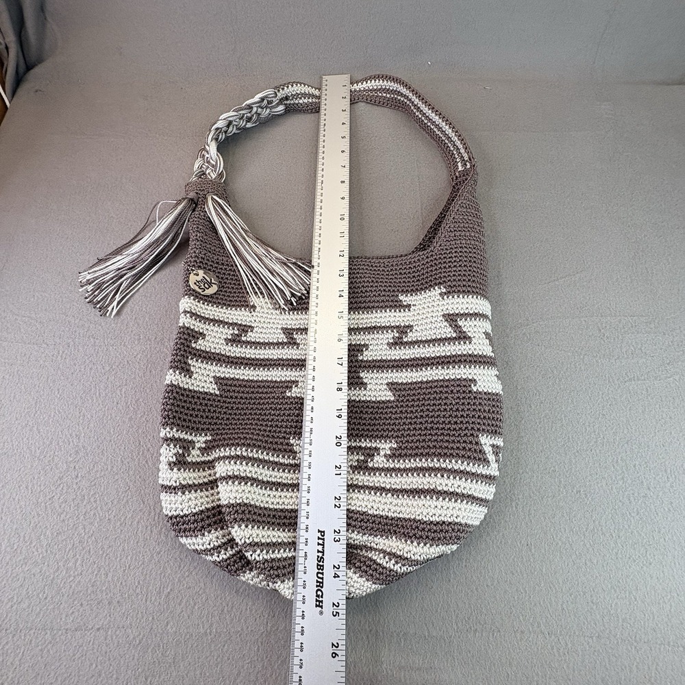 The Sak Ragam Handmade Crochet Back to Bali 120 Hobo Bag Brown & Tan - Picture 9 of 12